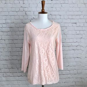 Chico’s Pink Lace Overlay Top